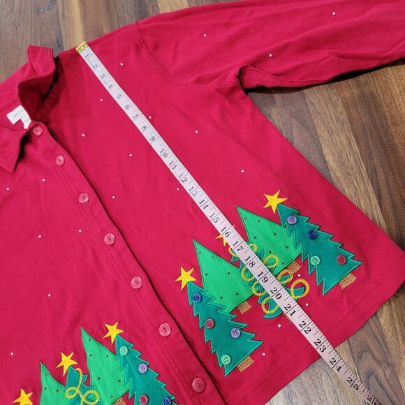 Bechamel Christmas Tree Button Front Cardigan Jacket Size Large - Picture 6 of 7